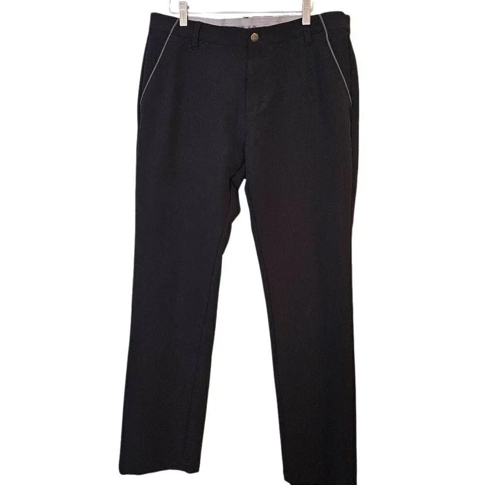 Adidas men's pants, black with gray trim on pockets. 34X32.   #808